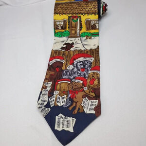 Louis Feraud Christmas Dog Choir Men's  Silk Necktie Christmas Tie made in USA